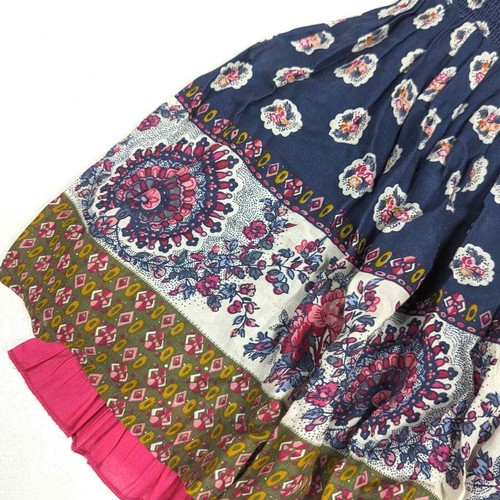 Monsoon Skirt Girls Sz 11-12 Navy Floral Paisley Mini Boho - Picture 3 of 6