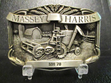 Massey Harris Logo MH 70 Combine Pewter Belt Buckle 1985 Limited Ed Collectible