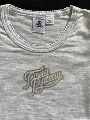 Petit Bateau NIP Grey/Silver 100% Cotton Knit Short Sleeve T-Shirt-2T