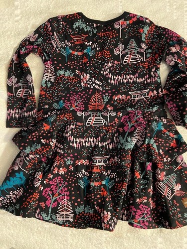 NIP 'TEA Collection' MAJESTIC PAGODAS Tiers PEPLUM DRESS multi/blk Sz 2 Orig $39 - Picture 5 of 11