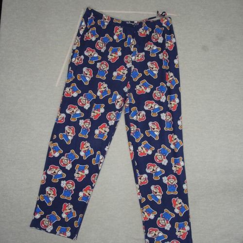 Nintendo Men Sleepwear Large Blue Pajama Pants Super Mario All Over Print Y2K - Picture 4 of 10