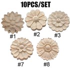 10x Unpainted Wood Rosettes Carved Onlays Appliques Fancy for Door Wall Mirror