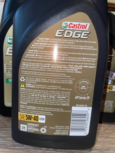 Castrol EDGE 5W-40 Full Synthetic Motor Oil - 1 Quart Bottle Pack of 3 Euro Car - Picture 4 of 6