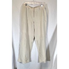 Linen Trousers Cropped Wide Leg Dress Pants Neutral Career Size 12