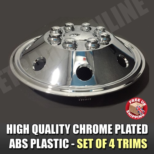 16" Inch Chrome Van Wheel Trims Motorhome RV Hub Caps X 4 Domed Curved