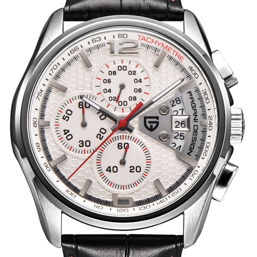 Reloj de pulsera de cuarzo cronógrafo PAGANI DESIGN de lujo para hombre caja de correa de cuero - Imagen 8 de 13