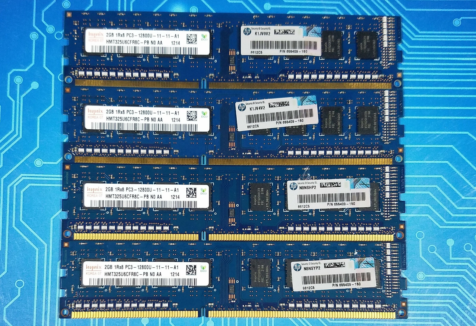 8GB (4x2GB) PC3-12800u DDR3-1600MHz 1Rx8 Non-ECC Hynix HMT325U6CFR8C-PB ...