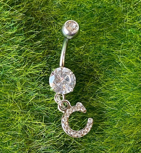 1 Stck. Initial Klar Edelstein Bauch Ring Nabel Piercing Durchbohrter Buchstabe Marine Schmuck - Bild 7 von 38