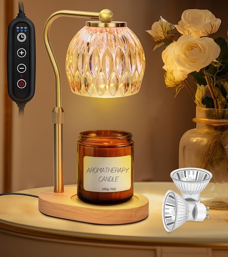 Electric Candle Warming Scented Candle Lamp 2 Bulbs Auto Off Timer & Dimmer Gold - Picture 8 of 8