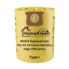 VacBagsUSA® High Efficiency Filter Bag for 90672 Type I fits 10-14 Gallon Shop V