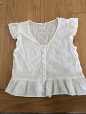 MNG Mango Button-Up Cotton  Baby Doll  Blouse Size 2