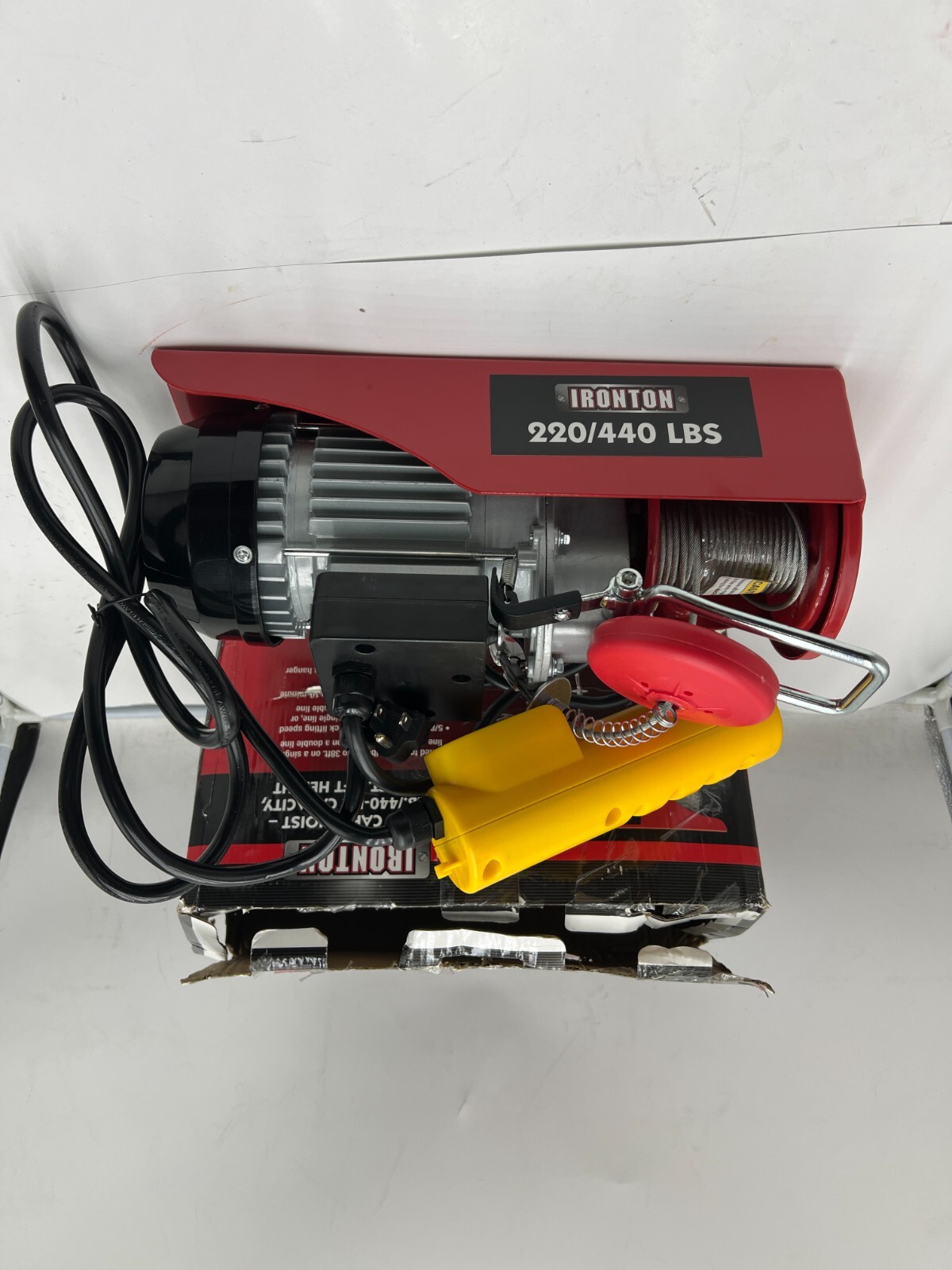 Ironton Electric Cable Hoist Item 4584189, AC 120V/60Hz, AMPs 4.1A, 5