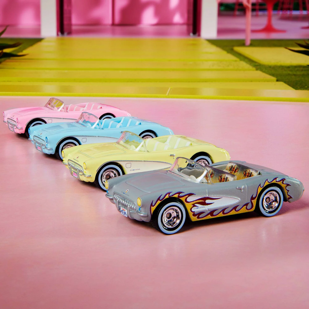 New Hot Wheels Exclusive Barbie the Movie 4 Pack Corvettes, Ready
