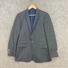 Politix Suit Jacket Mens M Medium Slim Fit Grey Collar Business Event 2108