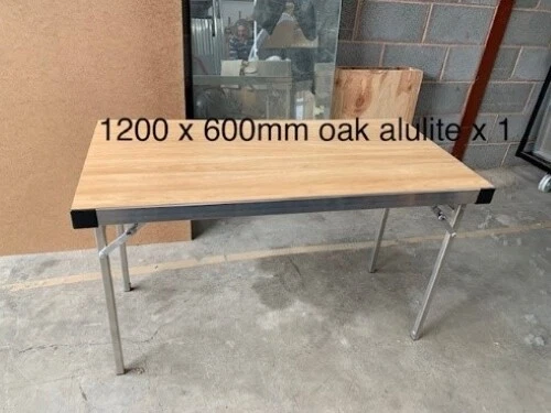 Folding Trestle Table 120 x 60 x 73.5cm Oak Effect Laminate - Seconds