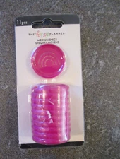 Happy Planner MEDIUM (Classic) Discs 11/Pkg -Rainbow-Hot Pink 1-1/4" NEW Sealed