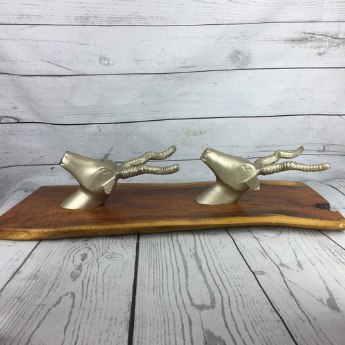 Ganchos Cabeza Gacela Placa Madera Vintage Modernos MCM Boho Safari Art Deco - Imagen 7 de 12
