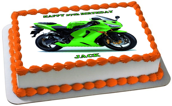 MOTORBIKE A4 PREMIUM Edible RICE WAFER Cake Topper CAN BE PERSONALISED D1