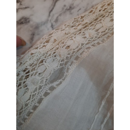 Antique Wedding Dress 1900's White Cotton Fabric Crochet Lace - Picture 9 of 13