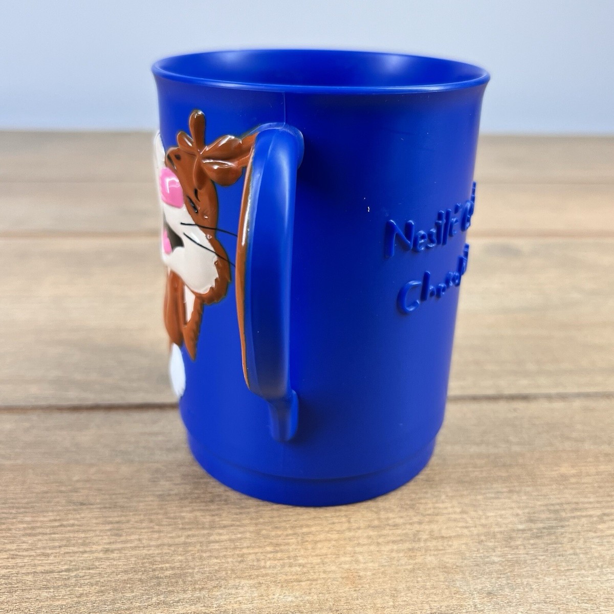 Vintage Nestle Quik Bunny Rabbit Blue Plastic Mug Cup