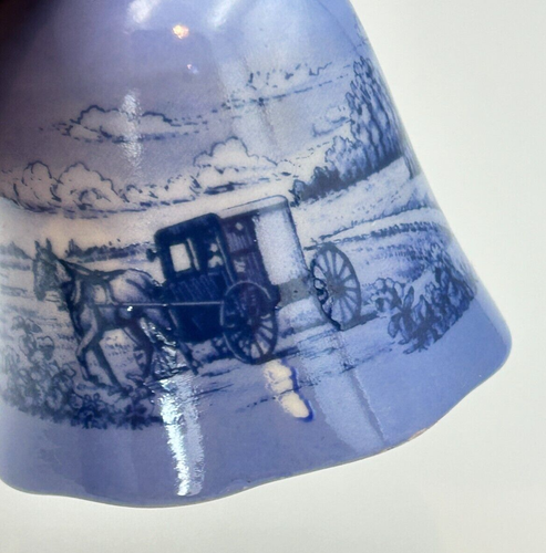 Pa. Dutch Country Blue Wash Style Scene Ceramic Bell - Picture 6 of 9