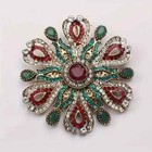 Women Green Rhinestone Brooch, Coat Clothing Accessory Pin Jewelry