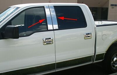  4Pcs Chrome Pillar Post Door Window Trim For Ford F-150 Super Cab Crew 04-2014