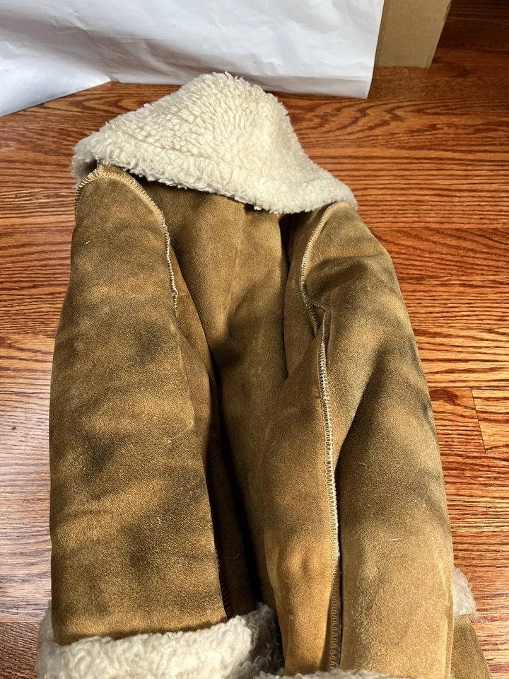 Винтажная кожаная куртка из овчины для девочек  - Изображение 3 из 4