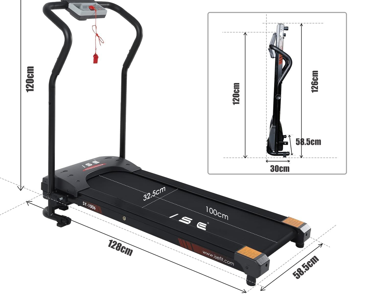 Tapis De Course électrique ISE - Pliable - 10 Km/h - Moteur 750W - Écran LCD