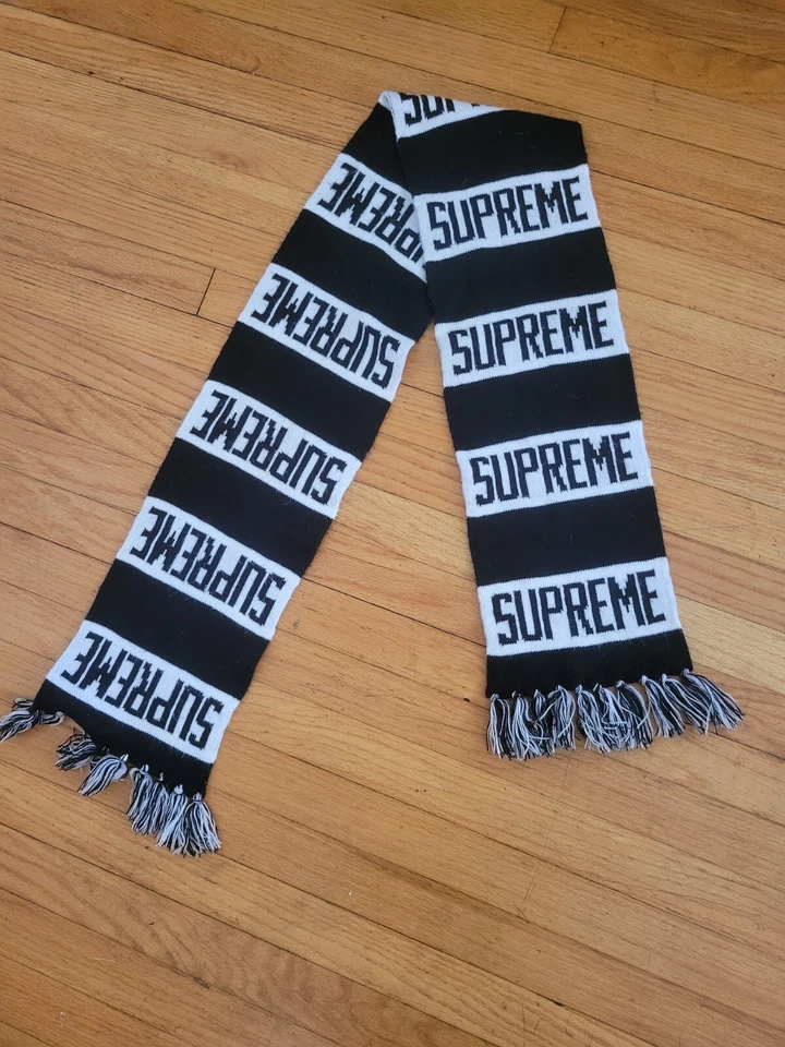 Bufanda a rayas Supreme Bar FW16 negra/blanca Foto 3 de 4