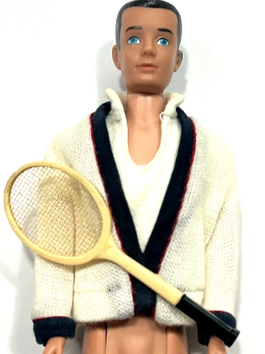 Vintage 1960s Mattel Barbie®/Ken #790 "TIME FOR TENNIS" Polo/Cardigan & Racket🎾