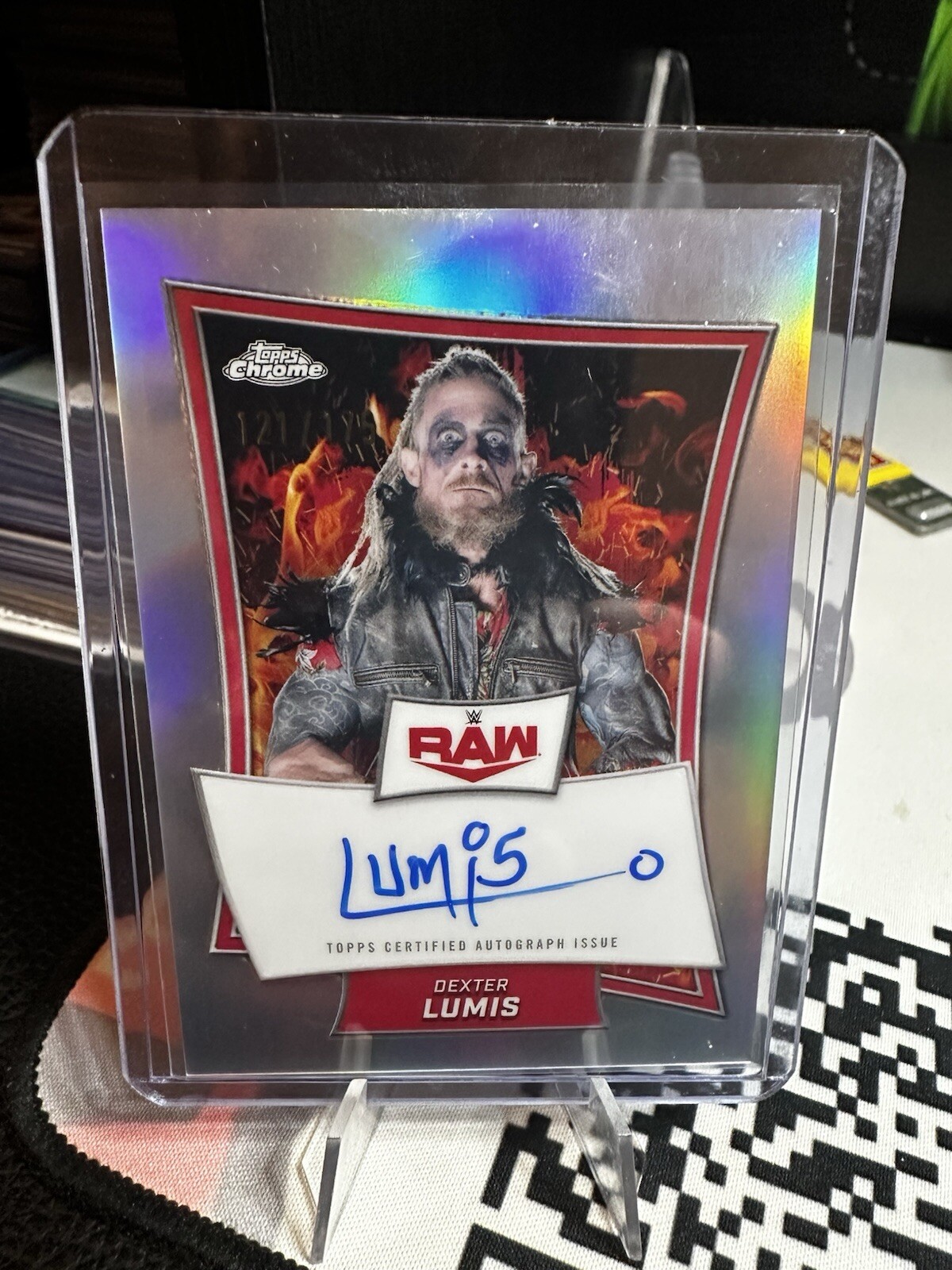 Dexter Lumis 2025 Topps Chrome WWE Red Brand Refractor Auto Autograph /175
