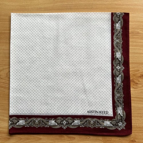 HANDKERCHIEF MEN'S VINTAGE POLKA DOT PATTERNED POCKET SQUARE COTTON 17" A0908 - Picture 3 of 3