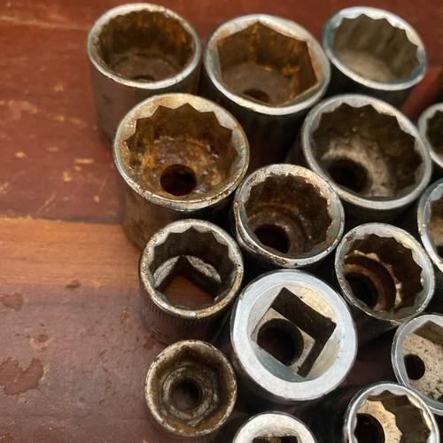 Big Socket Lot Of 64 Assorted Sizes & Brands Metric & SAE Japan Taiwan USA Tools - Foto 7 di 24