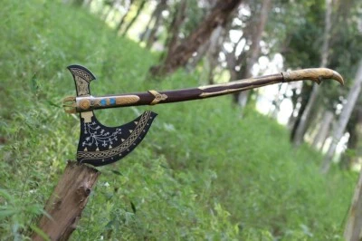 BLUEBLADESART Hand made leviathan God of war Axe, Viking Axe Hatchet, Ragnar God of war