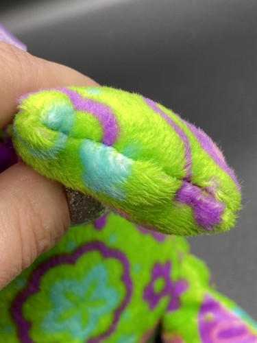 Ganz Floral Cutie Frog Plush Green Purple Flowers Satin Feet Stuffed 9” - Picture 12 of 15
