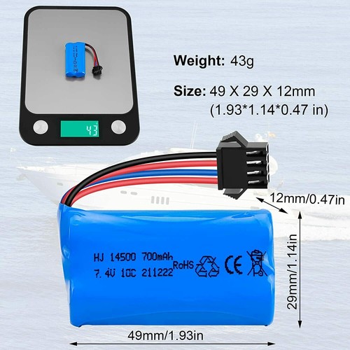 4pcs 7.4V 700Mah Li-ion Battery Pack SM-4P Plug USB Charger for UDI902 RC Boat - Picture 5 of 8
