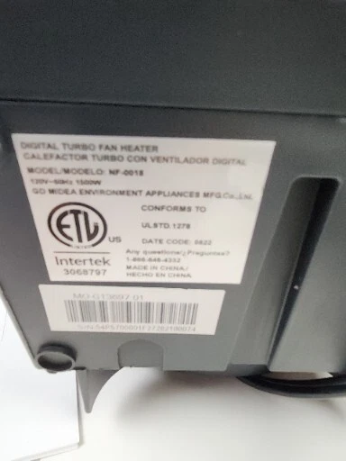 Pelonis 1500w 2-in-1 Turbo Heater and Fan NF-0018 PSH1750S With  Owneru0026#039;s Manual | eBay