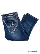 ROCk REVIVAL FEN Capri Women 29 Thick Stitch Distressed