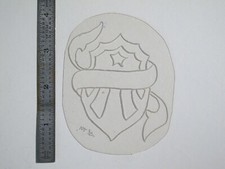 vtg 1960s 1970s Tattoo Flash acetate stencil Military Shield and Banner v5 MIL2