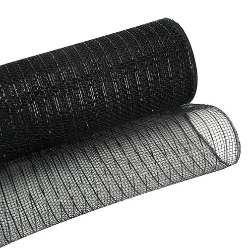 Black Deco Mesh Ribbon 10 inch for Wreath Making Supplies Metallic Foil Burla... - Picture 6 of 6