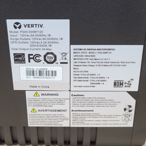 Vertiv Liebert PSA5‑500MT120 500 VA UPS Line‑Interactive UPS - Picture 4 of 4