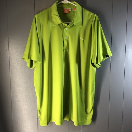 Puma Sports Men’s Polo Shirt Size XL Neon Green Short Sleeves Sport Life Style