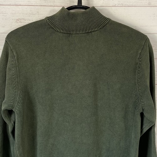 Cabela's Mens 1/4 Button Pullover Cotton Sweater Medium Green Long Sleeve - Picture 4 of 8