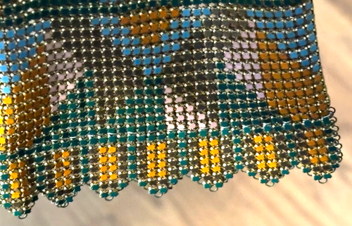 EXCELLENT Colorful Whiting & Davis Chain Mail Art Deco Mesh 1920s Purse 3.75"x6" - Picture 2 of 12