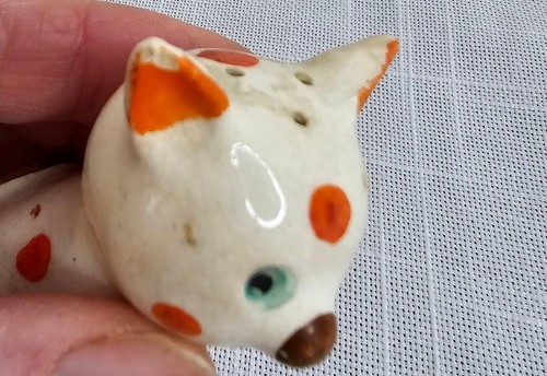 Statuette vintage anni '60 a pois coppia triste gattini Giappone ceramica sale pepe - Foto 6 di 6