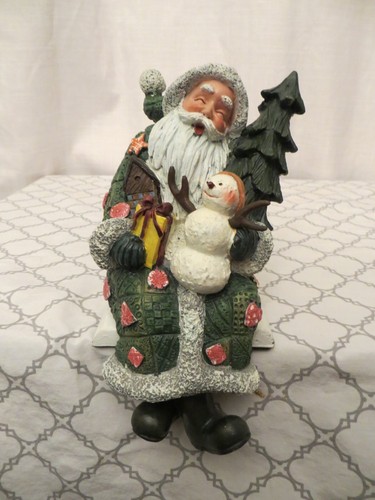 Antiguo Estilo Navidad Papá Noel Sosteniendo Muñeco de Nieve Sentado en el Borde 8" Figura Estatua #14 - Imagen 1 de 7