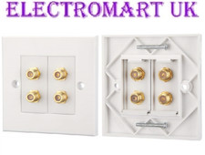 1 GANG QUAD 4 X F TYPE COAX COAXIAL WALL SOCKET PLATE TV SATELLITE SKY VIRGIN