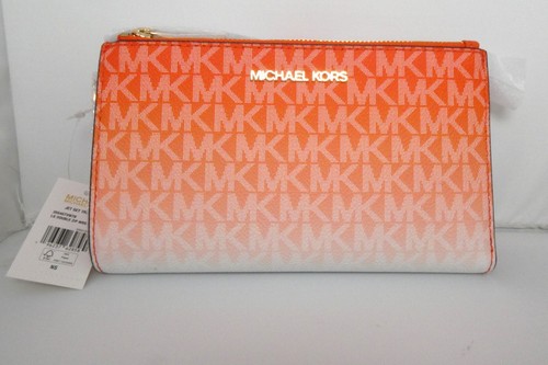 Michael Kors Jet Set Large Ombre Logo Poppy /Orange Wallet Wristlet NWT - Picture 15 of 15