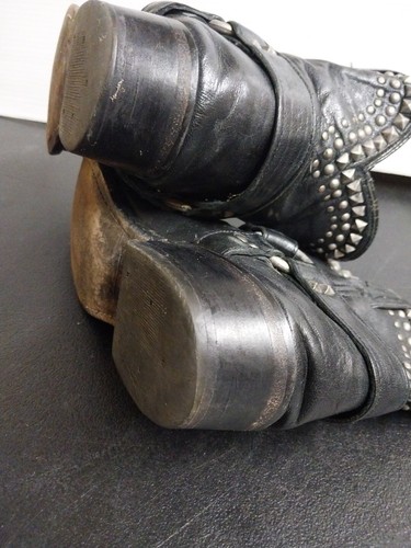 Vtg FRYE JENNA BOOTIE HARNESS METAL STUD BLACK LEATHER MOTORCYCLE BOOTS SIZE 9B - Picture 11 of 11